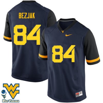 Men's West Virginia Mountaineers NCAA #84 Matt Bezjak Navy Authentic Nike Stitched College Football Jersey OJ15K30OR